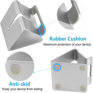 SKONYON デスク携帯電話スタンドホルダー アルミニウム電話ドッククレードル Switch対応 (シルバー)